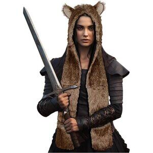 Wolf Hat With Paws Fur Hood Spirit Hood for Women Men